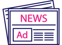 Eine Grafik einer Zeitung mit den Wörter "News" und "Ad"