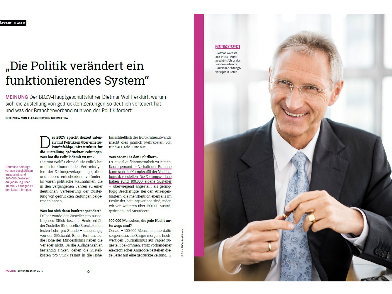 Branchenbericht 2019 Interview Dietmar Wolff