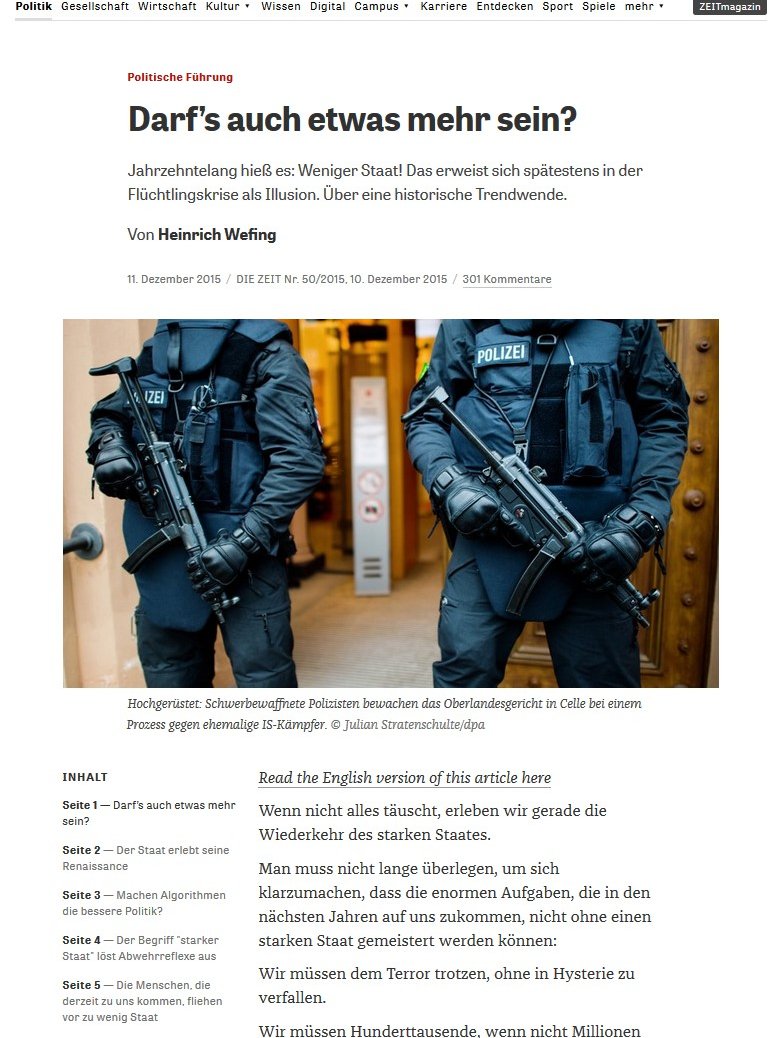 Screenshot des nominierten Textes von Heinrich Wefing von der Zeit-Website