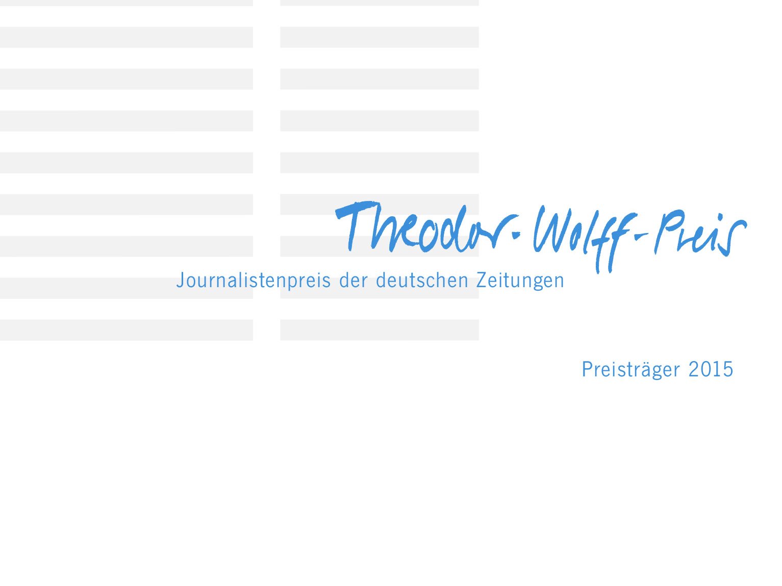 Titelbild der Siegerbroschüre des Theodor-Wolff-Preises 2015