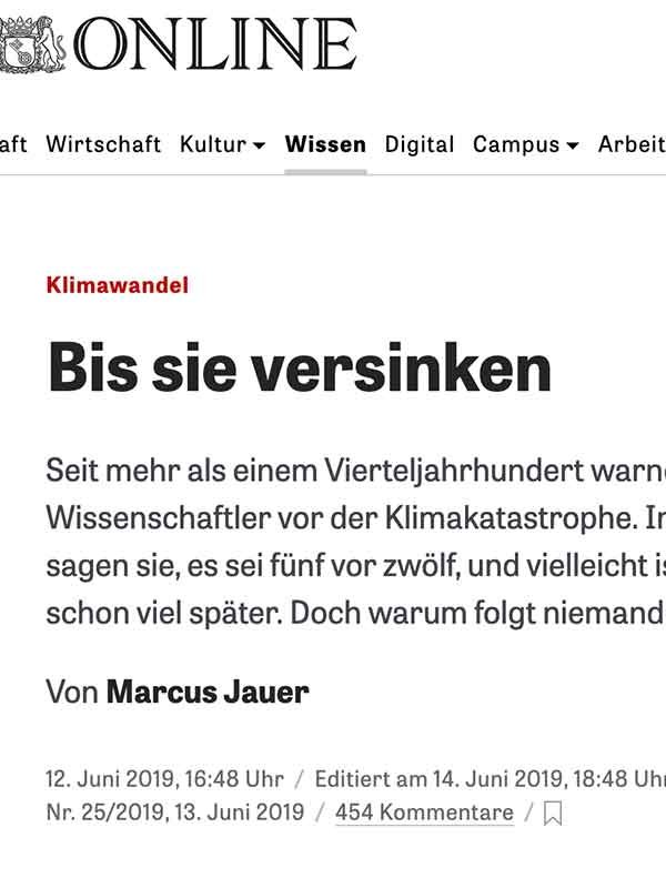 Screenshot des nominierten Textes von Marcus Dauer von der Zeit-Website