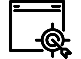 Grafische Darstellung Website mit Zielscheibe und Pfeil