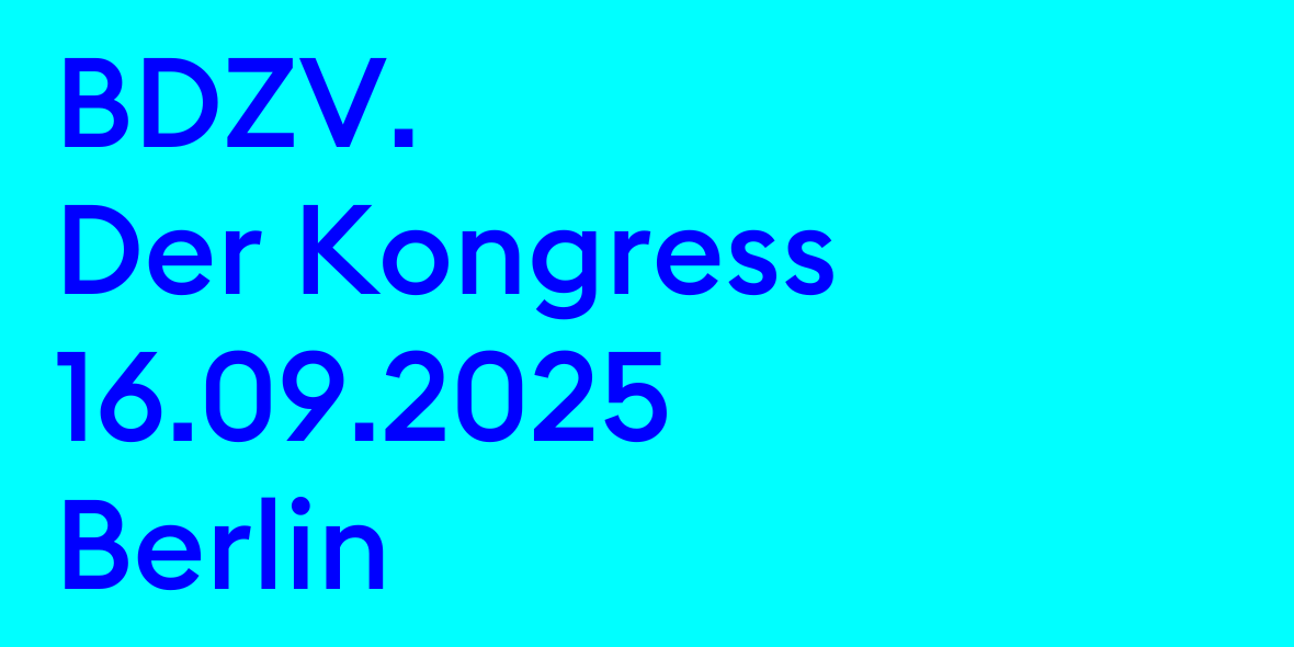 Keyvisual BDZV. Der Kongress mit Datum 16.09.2025 und Ortsangabe Berlin