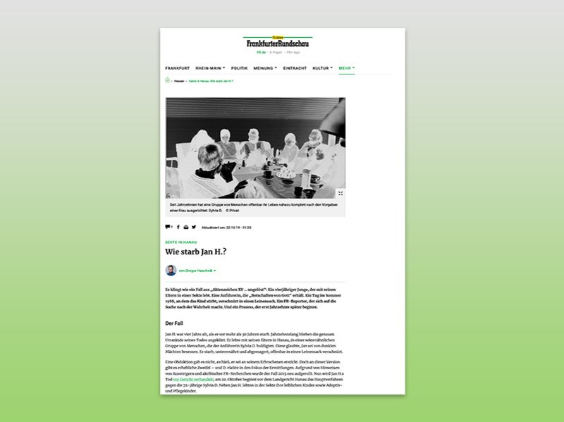 Mockup des nominierten Textes von Gregor Haschnik von der Frankfurter Rundschau-Website