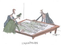 Karikatur "Schlachtfelder"