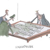 Karikatur "Schlachtfelder"