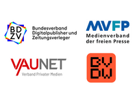 Logos der Verbände BDZV, MVFP, VAUNET, BVDW