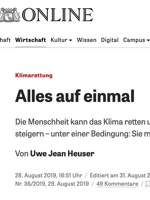 Screenshot des nominierten Textes von Uwe Jean Heuser von der Zeit-Website