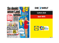 Lidl-Werbung auf den Tageszeitungen "Bild" und "Welt"