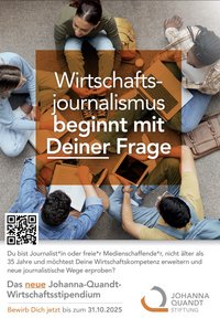 Ausschreibungsflyer Johanna-Quandt-Wirtschaftsstipendium 2026