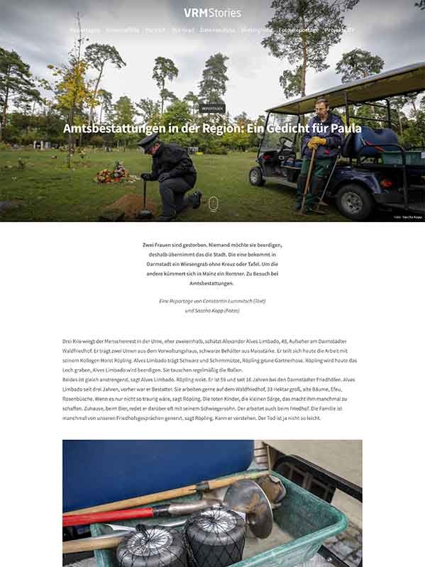 Sceenshot des nominierten Textes von Constantin Lummitsch von VRM Stories-Website