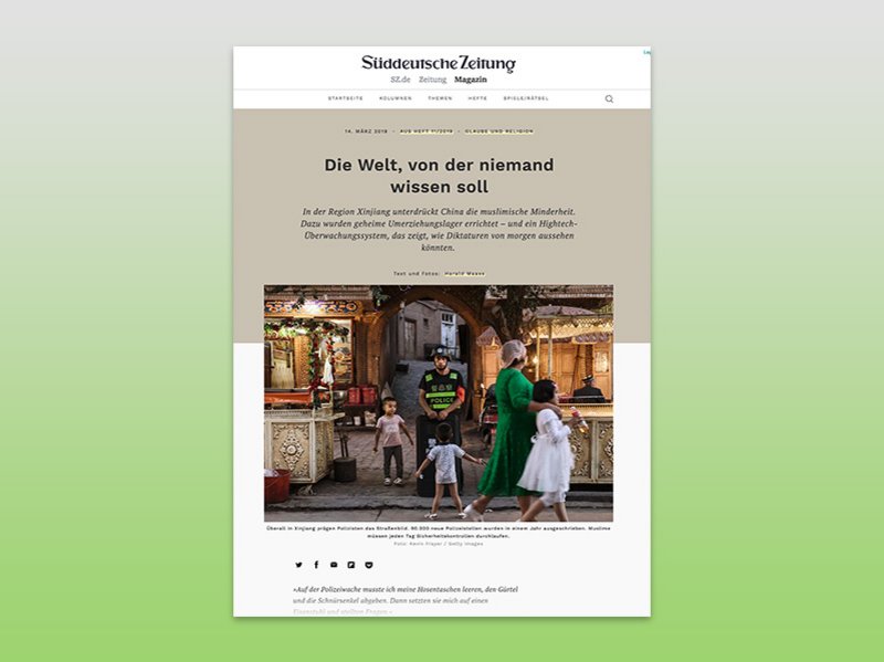 Mockup des nominierten Textes von Harald Maas von der SZ-Magazin-Website