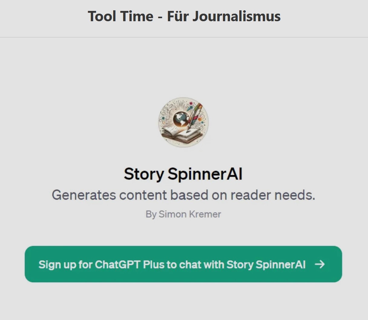 Screenshot der Story Spinner AI