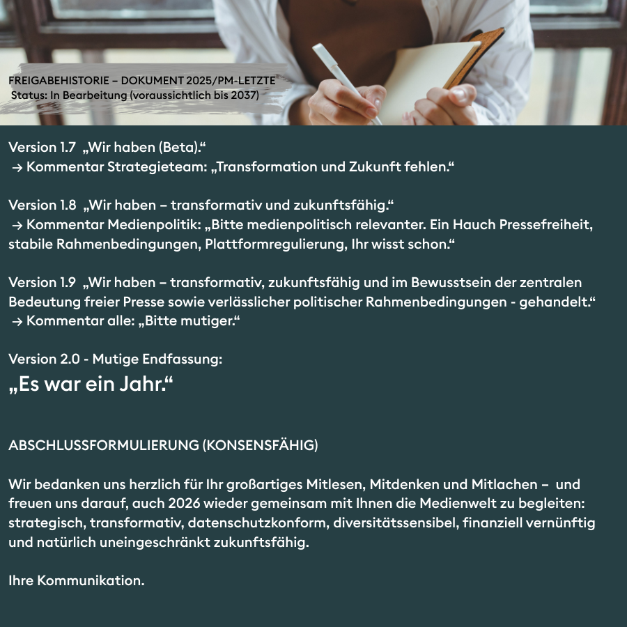 Satirischer Ablauf Abstimmung Pressemitteilung