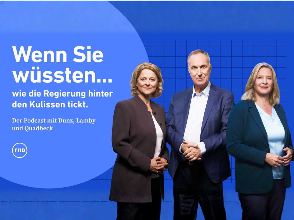 Podcast Tumbnail: Kristina Dunz, Stephan Lamby, Eva Quadbeck (v.l.n.r.)