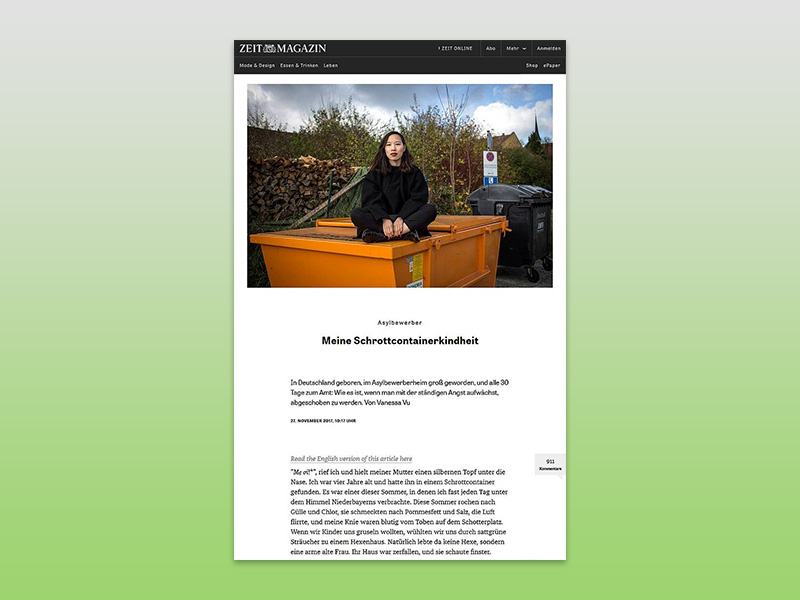 Mockup des nominierten Textes von Vanessa Vu von der Zeit-Website