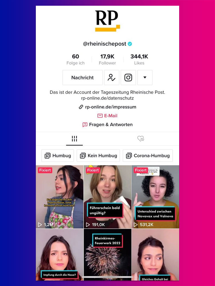 Screenshot Tiktok-Kanal der Rheinischen Post